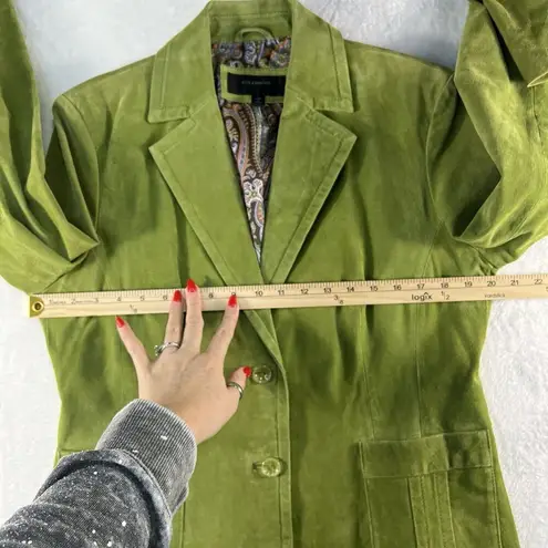 Colebrook Large Suede Leather Lime Green Jacket Women's Paisley Lined 2 Button