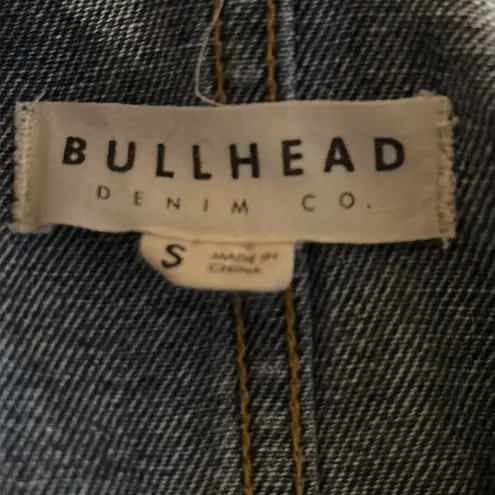 Bullhead Denim Co Bib Overalls Denim Distressed Size Small 100% Cotton Blue