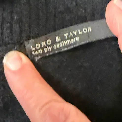 Lord & Taylor Cashmere Shawl Collar Wrap Sweater Black Two