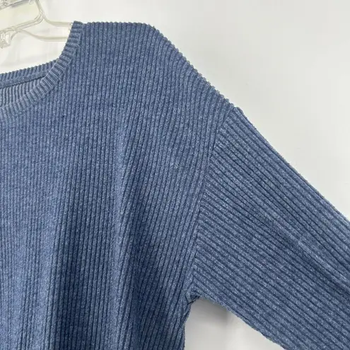 Freely Ribbed Knit Cropped Sweater Top Slouchy Drop Shoulders Blue Size M Size M