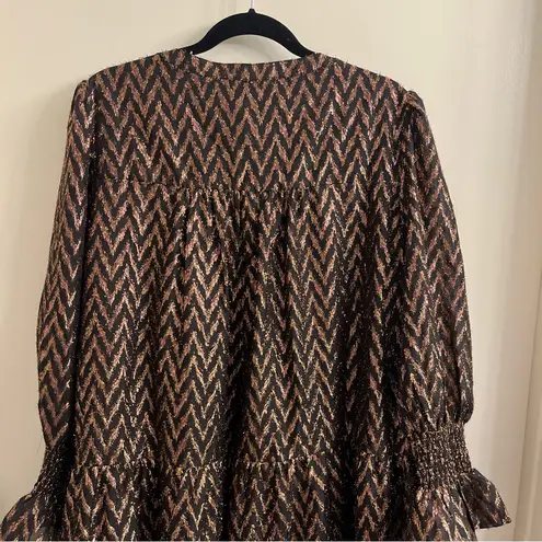 NWT Pomander Place Metallic Ikat Kenzo Dress XXL Black