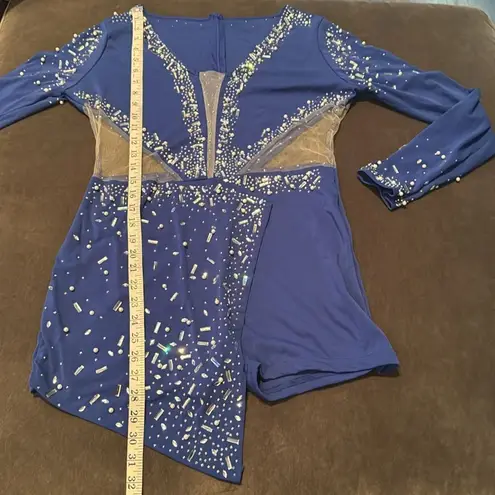 Women’s Blue Sparkly Long Sleeve V