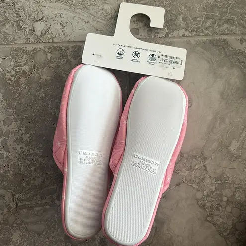 Charter Club New Quilted Paisley Floral Slippers, Pink Size XL (US 11-12) NWT