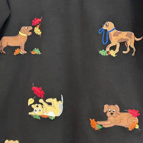 Bechamel Vintage Dog Applique Long Sleeve Polo Black Size M