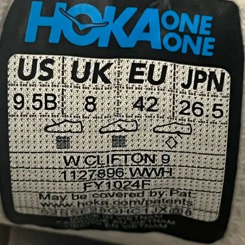 Hoka Clifton 9 White Athletic Running Shoes Sneakers Women’s Size 9.5