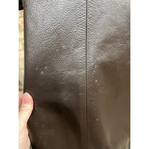 leather trench coat brown double breasted Vintage 1970s sz 7