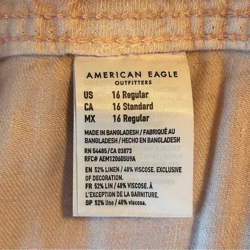 American Eagle  Outfitters Super High Rise Crop Wide Leg Linen Pants Women 16 Reg