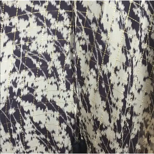 Elizabeth and James SILK Dress LARGE Bohemian White Blue Charlee long Sleeve