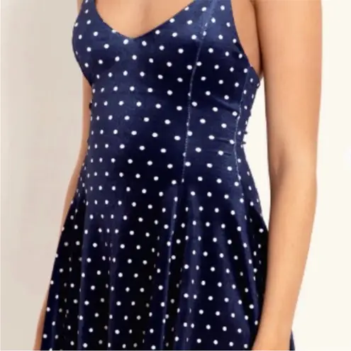 Blackmilk NWOT Midnight Blue Velvet Polka Dot Punk Mini Dress Size XXL 2XL