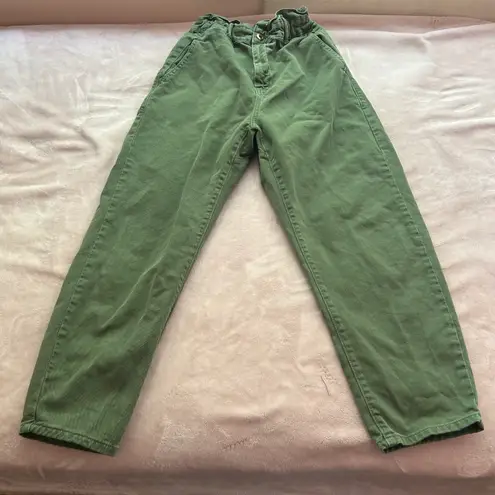 ZARA paperbag jeans in army/dark olive  green