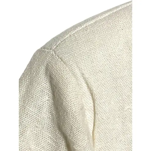 MINE Brand One Button Blazer Jacket Linen Rayon Off White Cream Womens Small S