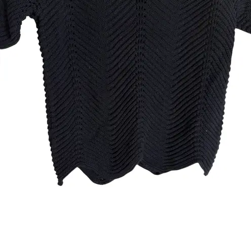 English Factory Scallop Detail Crochet Knit Collared Navy Polo Top Size XS