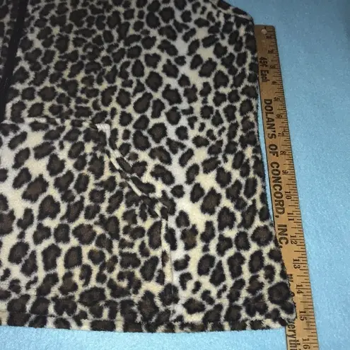 LA FETE Cheetah print vintage vest mandarin collar pouch pockets NEW size L Size L