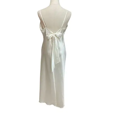 Linea Donatella Linea Donatello Cream Satin Peignoir Lace Ruffle Slit Bridal Sleepwear Size L