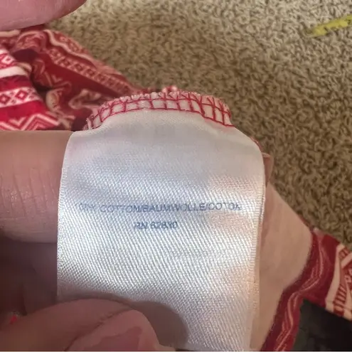 Lands End Fair Isle Red and White Ski Sweater Size MP Mock Turtleneck Winter P9