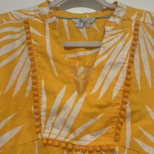 Boden USA Boden Evangeline Linen Tunic Dress Palm Yellow White Size 10P Beach