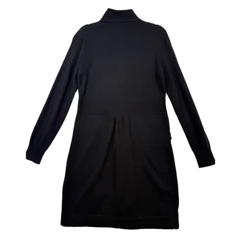 J. Crew Long Sleeve Turtleneck Black Wool Cashmere Pockets Sweater Dress Large