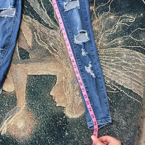 Bamboo  High Rise Distressed Skinny Jeans Women’s 0 Medium Wash Stretch Denim thumbnail 12