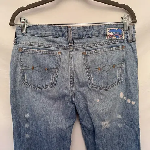 Mudd  Wide Leg Low Rise Distressed Jeans Size 3 Style 4CBL78 Raw Hem Bleached Y2L