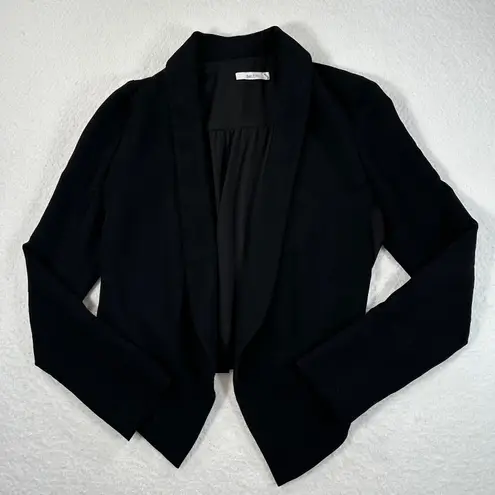 Bailey 44 Blazer Top Women's Small Black Open Front Sheer Back Long Sleeve