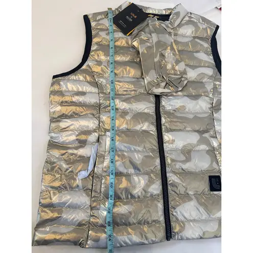 Lole Maria Metallic Gold Camouflage Puffer Vest NWT Sz Lg Zipper Closure Women