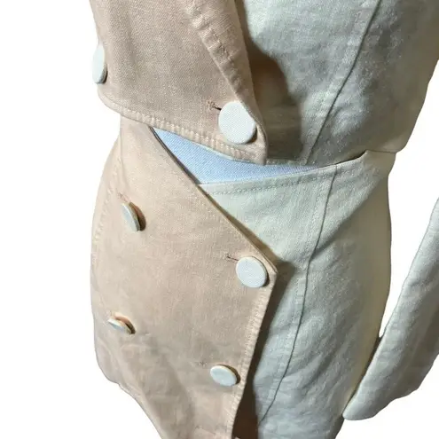Significant Other Glider Blazer Linen Dress Cut Out Mini Peach Cream Womens Sz 4 Orange