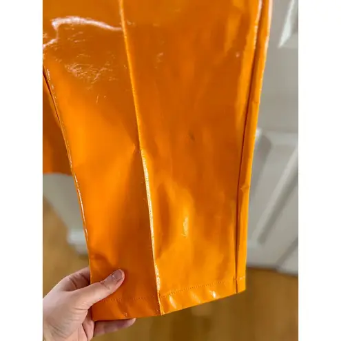 The Ragged Priest Orange Faux Patent Leather Straight Leg Pants