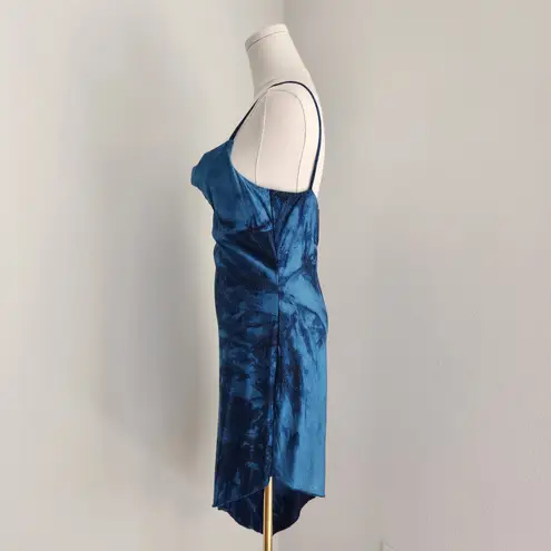 Y2K Hourglass Blue Tie Dye Glitter Cowl Neck Asymmetrical Slip Dress S M Size M