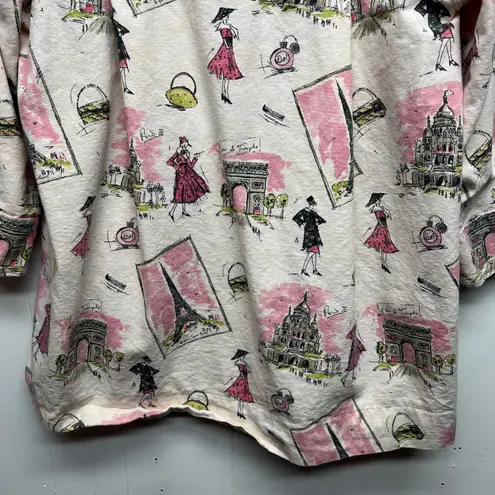 Women's Art to Wear 3/4 Sleeve Button Front Shacket Size Large Side Pockets Pink