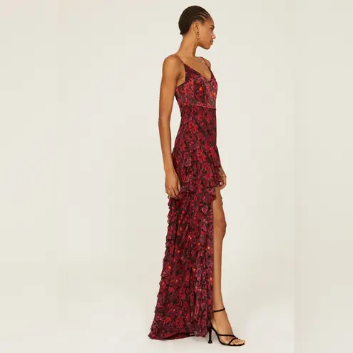 Cinq A Sept Stargazer Lilies Glenda Gown Red Floral Maxi Dress size 12