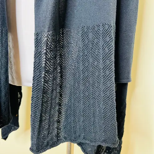 Catherine Malandrino Cardigan XS Black Open Front Oversized 100% Cotton Knit