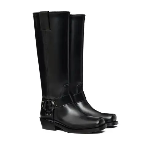 Valentino Garavani Valentino Rockstud Knee-high Leather Boots Black