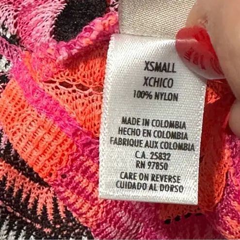 Luli Fama Women’s Size XS Pink Champagne Zig Zag Crochet Hoodie Romper