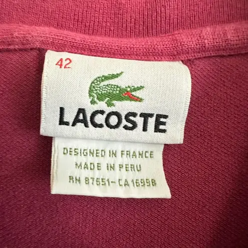 Lacoste  Polo Shirt Womens 42/10 Maroon Short Sleeve Logo Preppy Comfort