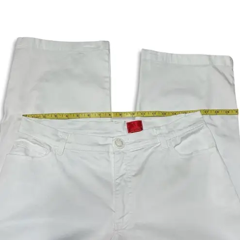 V Cristina Capri Pants Womens 12 Wide Leg White Boho Cut Out Details Twill 33x24