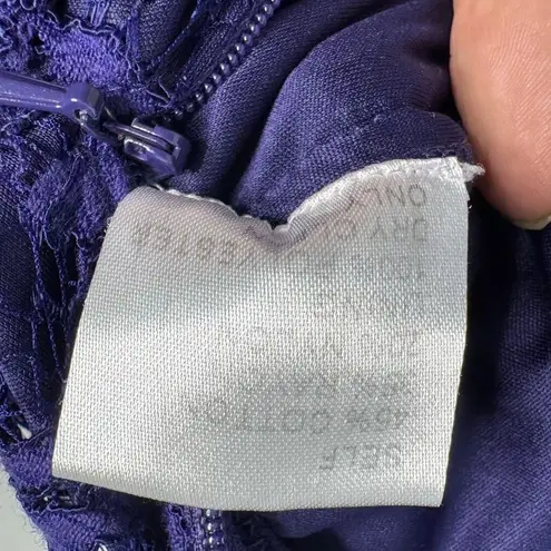 Tadashi Shoji Cap Sleeve Lined Ribbon Tie Sash Lace Long Gown Blue Womens Size 6