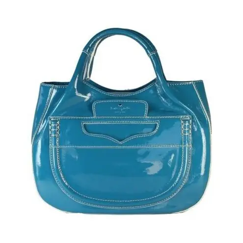 Kate Spade New York Lazuli Pretty Penny Treesh Patent Leather Satchel Bag Purse Blue