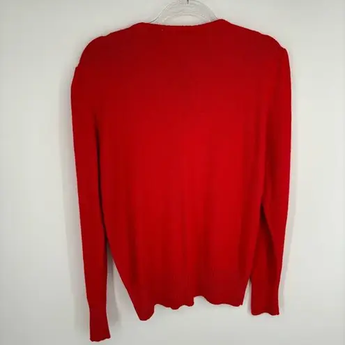 Vintage Red Christmas Sweater Size Medium Sequins Bow Silk Angora Bow