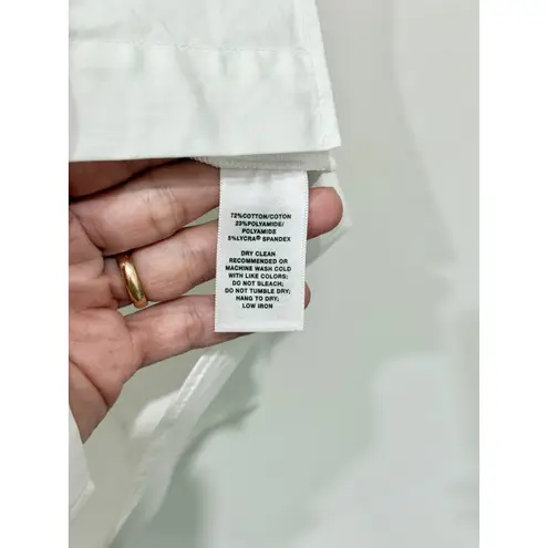 Lafayette 148 NWT Stretch Cotton Straight Button Down Shirt White Women's Size 2 - Image 7