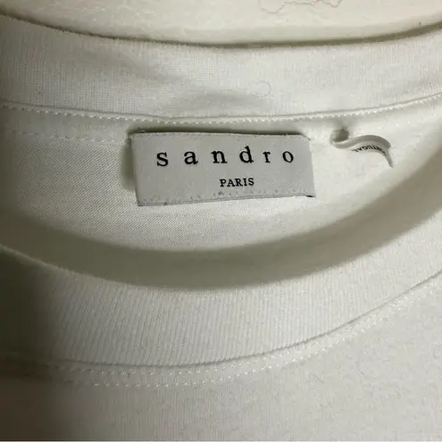 Sandro Paris White Eyelet Sleeve Women's Top Short Sleeve Size 10