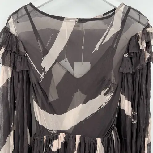 Zimmermann Painted Heart Tier Mini Dress Charcoal Brushstroke Size 0 US 4 NWT