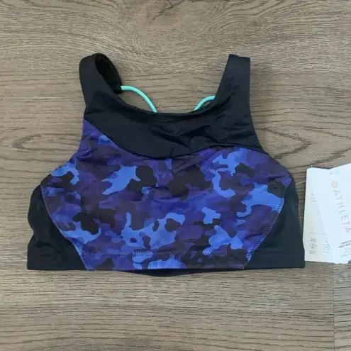 Athleta  Freestyle Camo High Neck‎ Bikini Top - Size S - Blue/Black - NWT