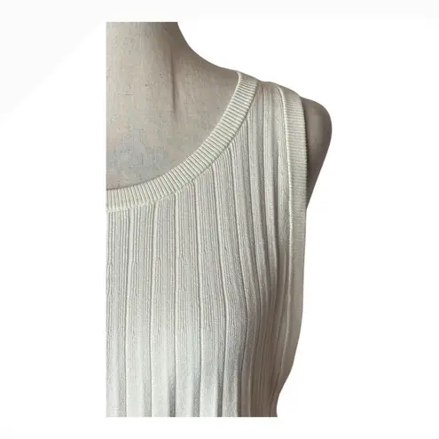COS Dress Women Large Ivory Pleated Ribbed Knit A Line Mini Preppy Designer