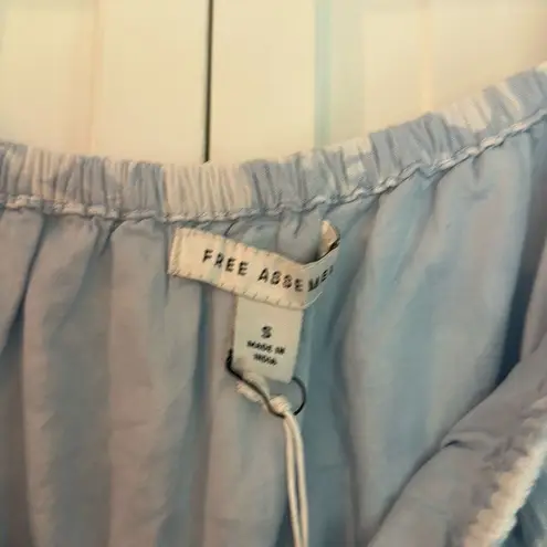 Free Assembly NWT blue floral cottage core smocked waist blouse small