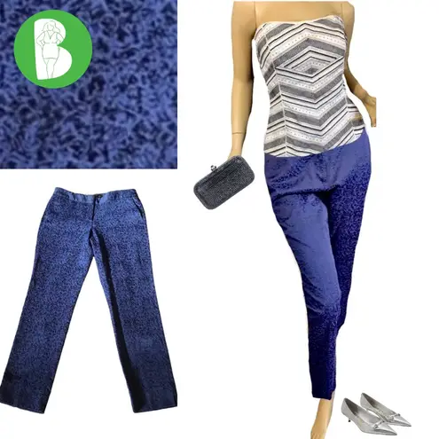 Dana Buchman DARK BLUE & BLACK BROCADE STRAIGHT LEG ANKLE LENGTH TROUSERS (4)