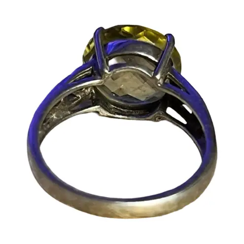 Vintage Sterling Silver Filigree Ring w/ Lemon Quartz Oval Gemstone – Size 7 Yellow