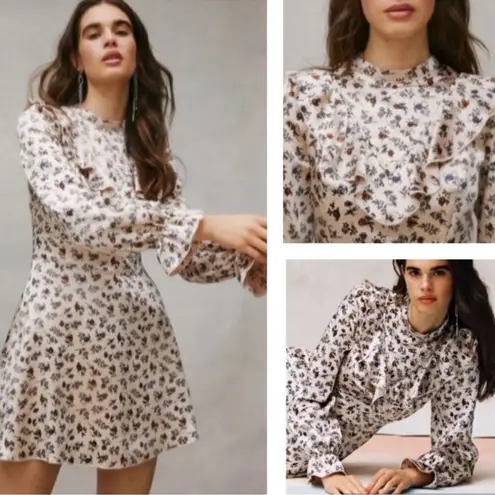 Laura Ashley x URBAN OUTFITTERS Satin Ruffle Mini Dress Baby Doll C27