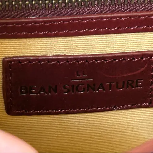 LL Bean Signature think hide leather maroon burgundy red brown structured bag