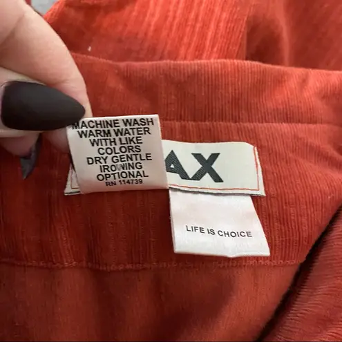 Flax Cotton Button Blazer Jacket Burnt Orange Medium