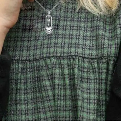 STELLA VALENTINO White Gold Plated Heart Lock and Key Pendant Necklace Silver